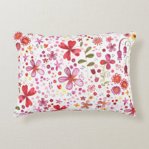 Watercolor Boho Floral Colorful Accent Pillow