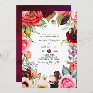 Watercolor Boho Floral Couples Shower Invitation