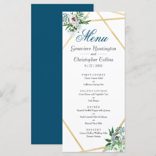 Watercolor Boho Floral Geometric Wedding Menu