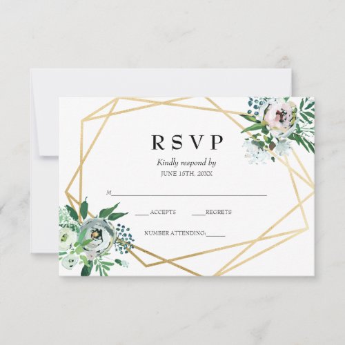 Watercolor Boho Floral Geometric Wedding RSVP