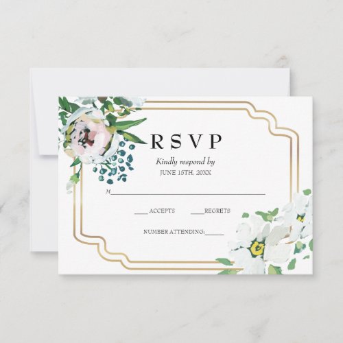 Watercolor Boho Floral Geometric Wedding RSVP Card