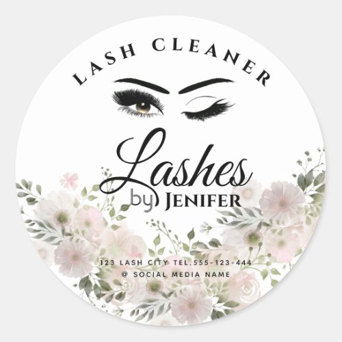 Watercolor boho floral makeup  lash cleaner classi classic round sticker