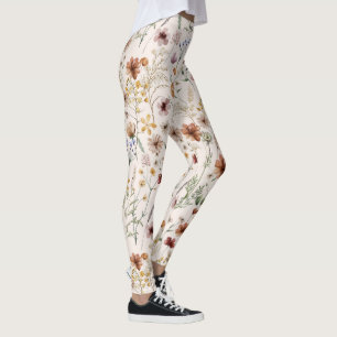 Watercolor Boho Floral Pattern Leggings