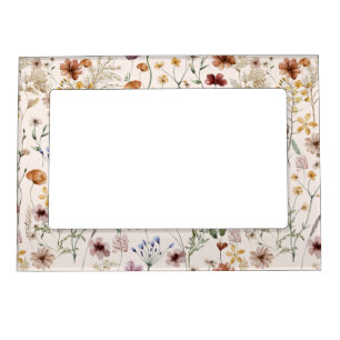 Watercolor Boho Floral Pattern Magnetic Frame