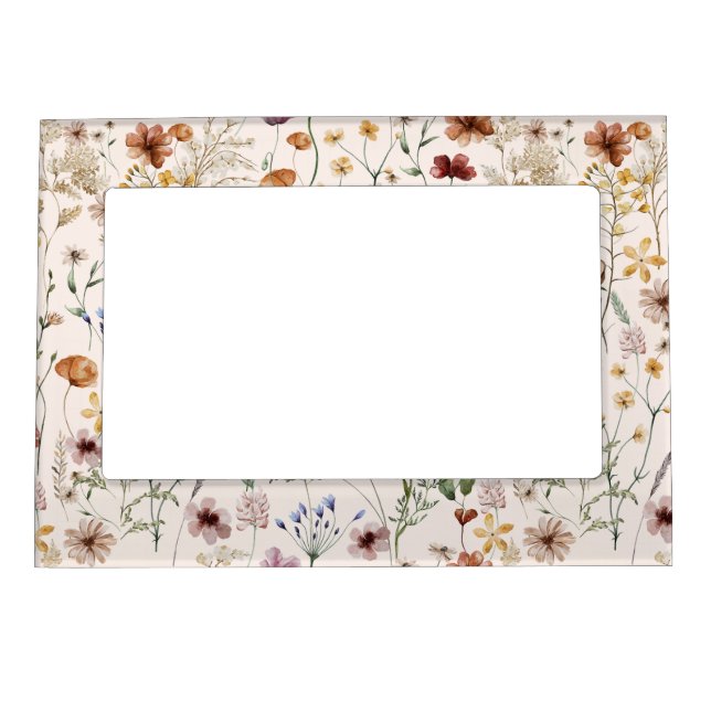 Watercolor Boho Floral Pattern Magnetic Frame (Front)