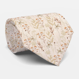 Watercolor Boho Floral Pattern Neck Tie