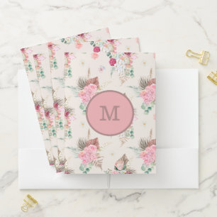 Watercolor Boho Floral Pattern Pocket Folder