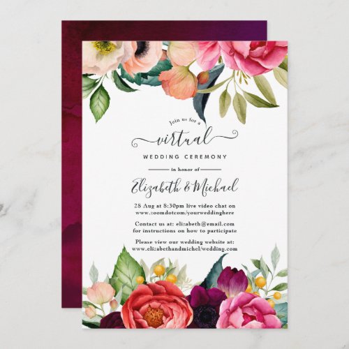 Watercolor Boho Floral Spring Wedding Update Invitation