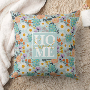 Watercolor Boho Floral Throw Pillow