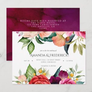 Watercolor Boho Floral Wedding Invitation