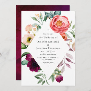 Watercolor Boho Floral Wedding Invitation