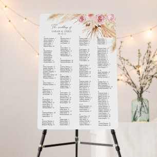 watercolor Boho Floral Wedding Seating chart Foam Board