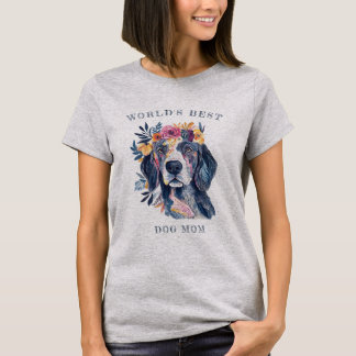 Watercolor Boho Floral World's Best Dog Mom Art T-Shirt