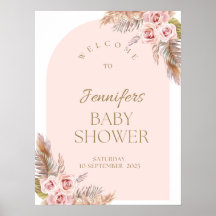 Watercolor Boho Flowers Baby Shower Welcome Sign