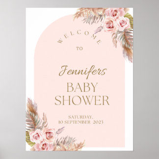 Watercolor Boho Flowers Baby Shower Welcome Sign