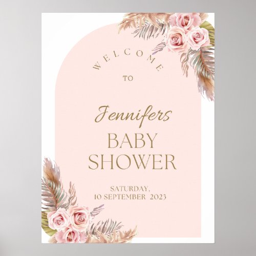 Watercolor Boho Flowers Baby Shower Welcome Sign