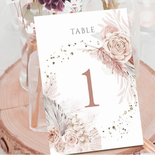 watercolor boho flowers Table Number 1