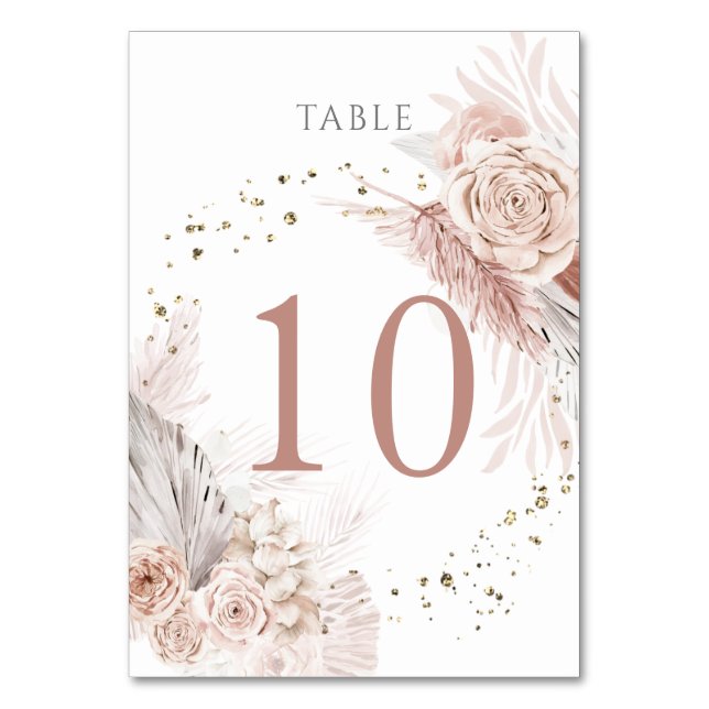 watercolor boho flowers Table Number 10 (Front)