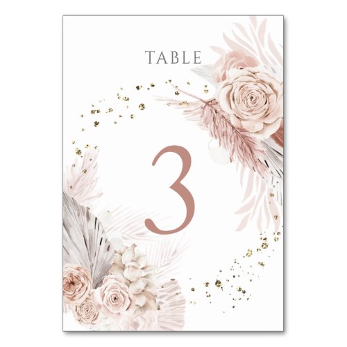 watercolor boho flowers Table Number 3