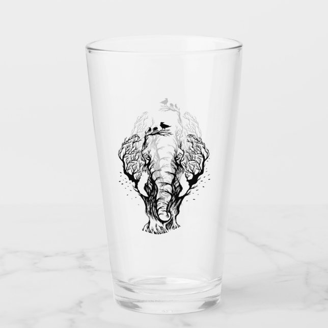 Watercolor Boho Forest Elephant Glass (Front)