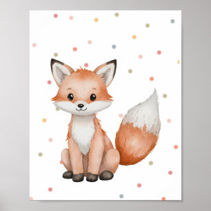 Watercolor Boho Fox Nursery Woodland Wall Art