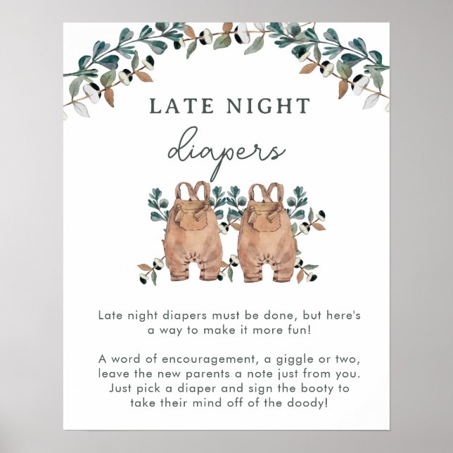 Watercolor Boho Gender Neutral Twins Shower Games Poster (Front)