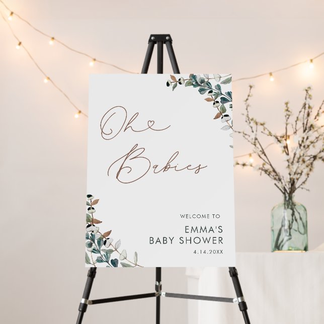 Watercolor Boho Gender Neutral Twins Welcome Sign  (In Situ (Stand))