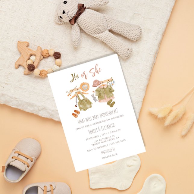 Watercolor Boho Gender Reveal Party Invitation (Creator Uploaded)