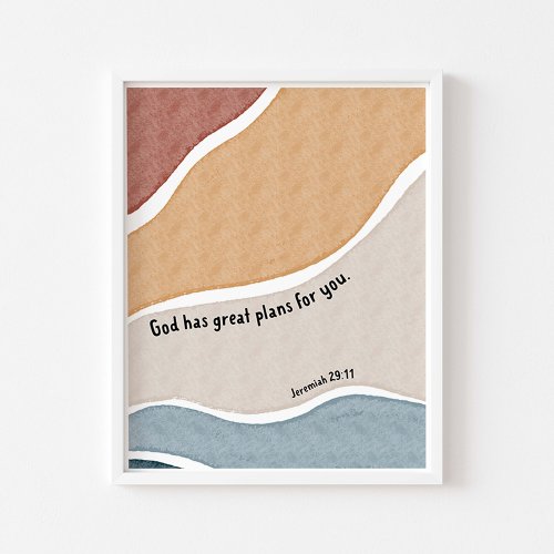 Watercolor boho God has great plans for you poster
