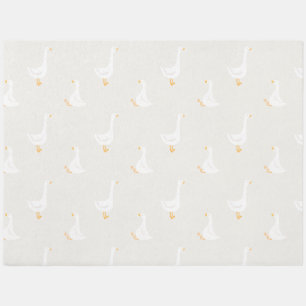 Watercolor Boho Goose Duck White Beige Nursery Rug