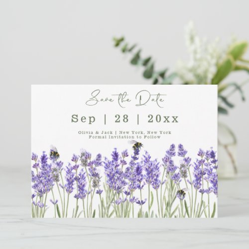 Watercolor Boho Lavender Save The Date Card