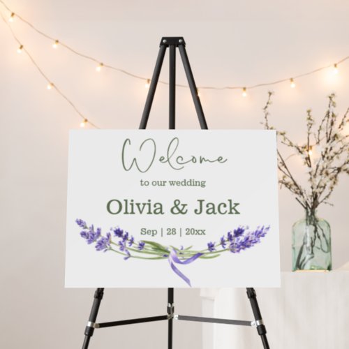 Watercolor Boho Lavender Wedding Welcome Sign