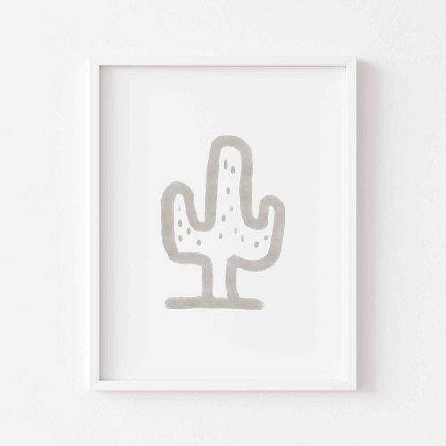Watercolor boho minimalist cactus poster