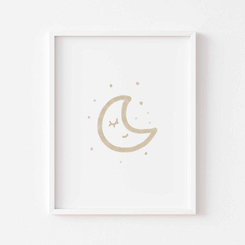Watercolor boho minimalist moon poster