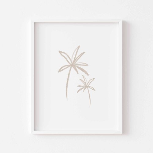 Watercolor boho minimalist palm tree poster