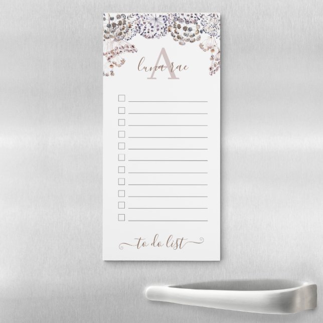 Watercolor Boho Monogrammed Magnetic Notepad (In Situ)