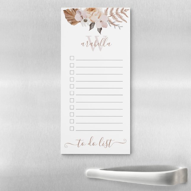 Watercolor Boho Monogrammed Magnetic Notepad (In Situ)