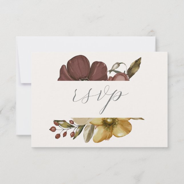 Watercolor Boho Neutral Wedding RSVP Invitation (Front)