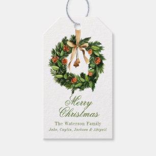 Watercolor Boho Orange Slice Wreath Christmas Gift Tags