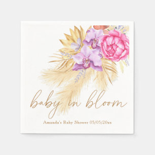 Watercolor boho pampas grass - Baby shower Napkins