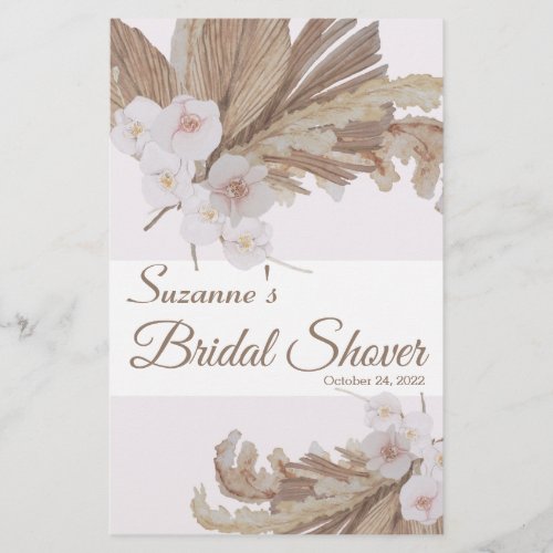 Watercolor Boho Pampas Grass Bridal Shower Game