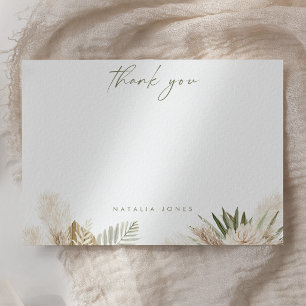Watercolor Boho Pampas Grass Bridal Thank You Note Card