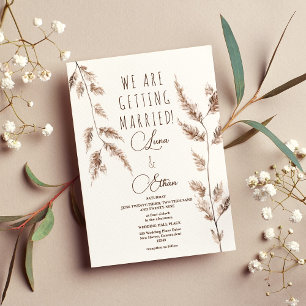 Watercolor Boho Pampas Grass Wedding Invitation