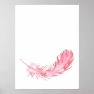 Watercolor Boho Pink Feather Print