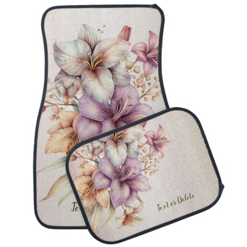 Watercolor Boho Pink Flowers ElegantStylish Car Floor Mat