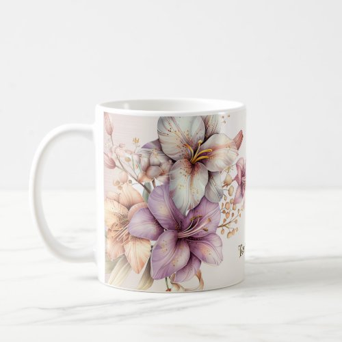 Watercolor Boho Pink Flowers ElegantStylish Coffee Mug