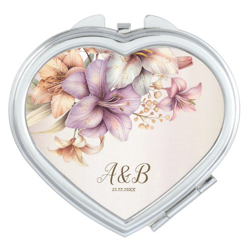 Watercolor Boho Pink Flowers ElegantStylish Compact Mirror