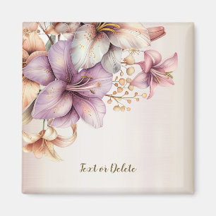 Watercolor Boho Pink Flowers Elegant Stylish Magnet