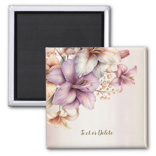 Watercolor Boho Pink Flowers ElegantStylish Magnet