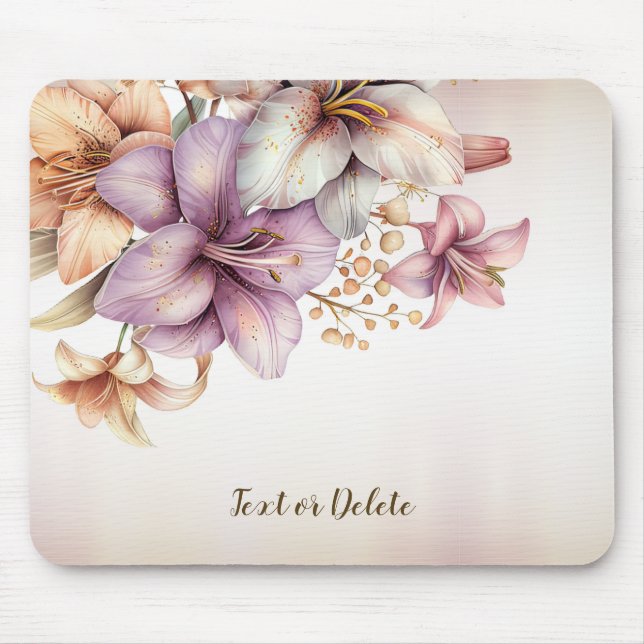 Watercolor Boho Pink Flowers Elegant Stylish Mouse Pad (Front)
